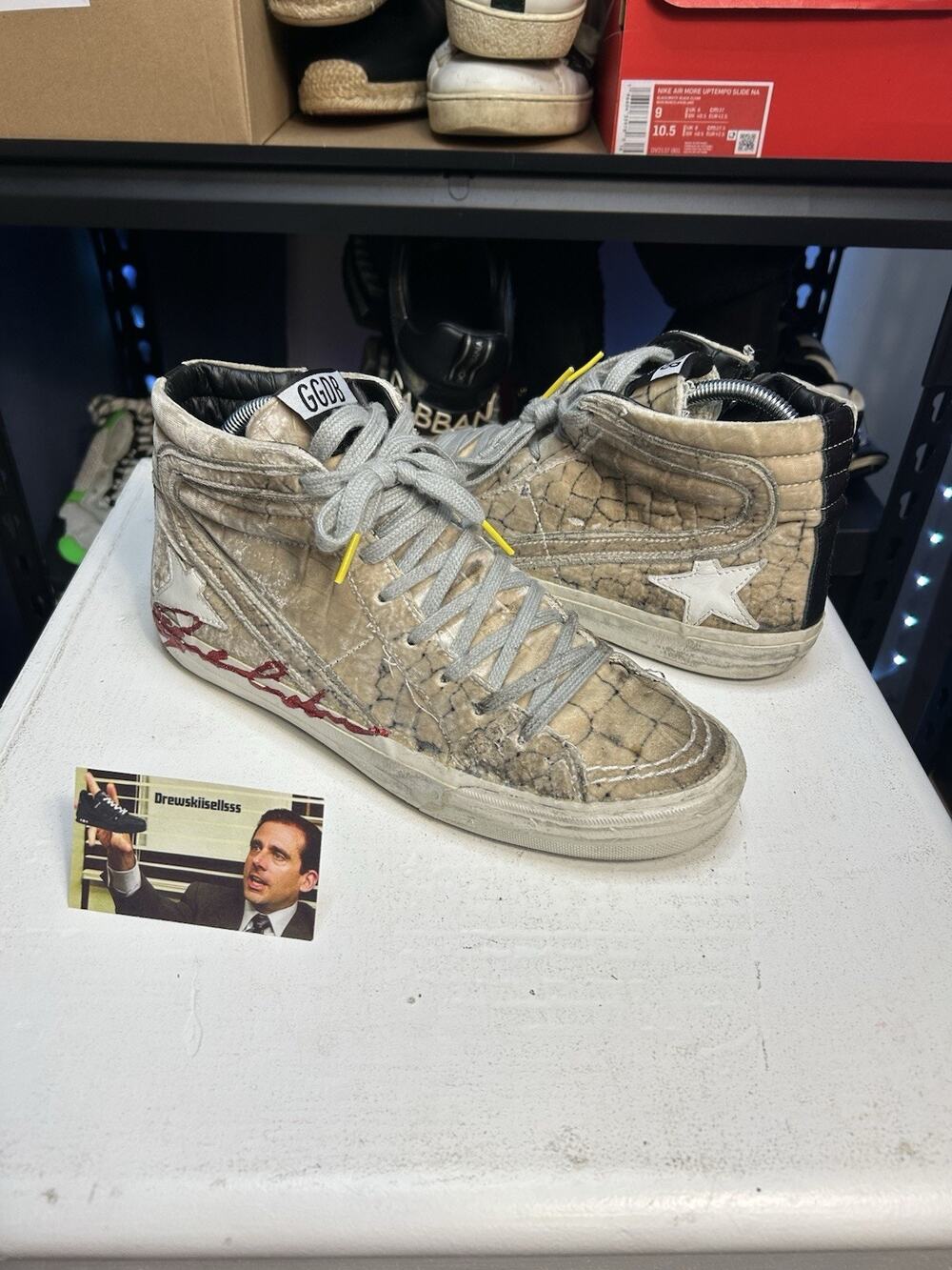 Golden Goose Beige Slide High Top Crocodile Print Sneaker Size 41 EU / 8 US Mens